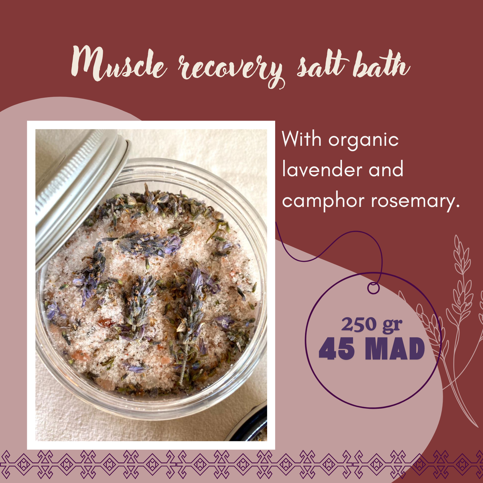 Sels de bain- Muscle Regeneration- Lavande et romarin